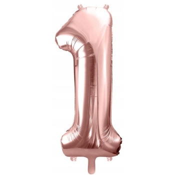 ZESTAW BALONY 1 URODZINY ROCZEK ROSE GOLD 1 ROCZNICA ŚLUBU KURTYNA 100 CM