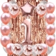 ZESTAW BALONY 1 URODZINY ROCZEK ROSE GOLD 1 ROCZNICA ŚLUBU KURTYNA 100 CM