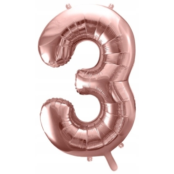 ZESTAW BALONY 3 URODZINY ROSE GOLD PERŁOWE 3 ROCZNICA ŚLUBU KURTYNA 100 CM