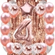 ZESTAW BALONY 4 URODZINY ROSE GOLD PERŁOWE 4 ROCZNICA ŚLUBU KURTYNA 100 CM