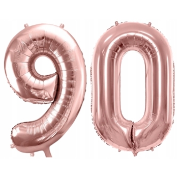 ZESTAW BALONY 90 URODZINY ROSE GOLD PERŁOWE URODZINOWY RÓŻOWE ZŁOTO 100 CM