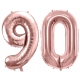ZESTAW BALONY 90 URODZINY ROSE GOLD PERŁOWE URODZINOWY RÓŻOWE ZŁOTO 100 CM