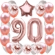 ZESTAW BALONY 90 URODZINY ROSE GOLD PERŁOWE URODZINOWY RÓŻOWE ZŁOTO 100 CM