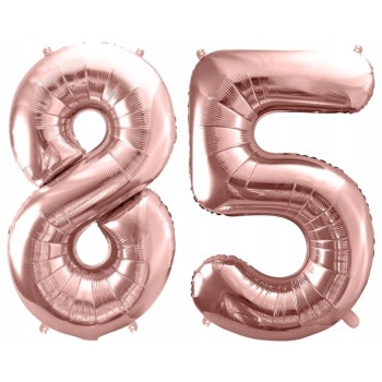 ZESTAW BALONY 85 URODZINY ROSE GOLD PERŁOWE URODZINOWY RÓŻOWE ZŁOTO 100 CM