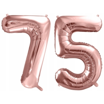ZESTAW BALONY 75 URODZINY ROSE GOLD PERŁOWE URODZINOWY RÓŻOWE ZŁOTO 100 CM
