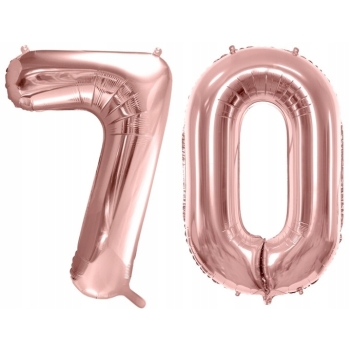 ZESTAW BALONY 70 URODZINY ROSE GOLD PERŁOWE 70 ROCZNICA ŚLUBU 100 CM