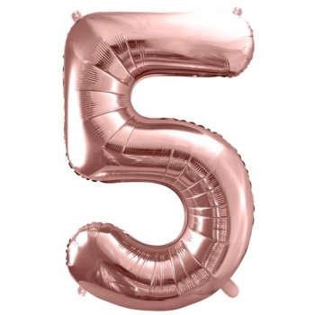 ZESTAW BALONY 5 URODZINY ROSE GOLD PERŁOWE 5 ROCZNICA ŚLUBU KURTYNA 100 CM