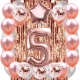 ZESTAW BALONY 5 URODZINY ROSE GOLD PERŁOWE 5 ROCZNICA ŚLUBU KURTYNA 100 CM