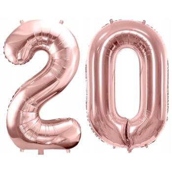 ZESTAW BALONY 20 URODZINY ROSE GOLD PERŁOWE 20 ROCZNICA ŚLUBU 100 CM