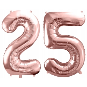 ZESTAW BALONY 25 URODZINY ROSE GOLD PERŁOWE 25 ROCZNICA ŚLUBU 100 CM
