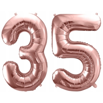 ZESTAW BALONY 35 URODZINY ROSE GOLD PERŁOWE 35 ROCZNICA ŚLUBU 100 CM