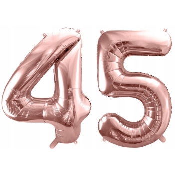 ZESTAW BALONY 45 URODZINY ROSE GOLD PERŁOWE 45 ROCZNICA ŚLUBU 100 CM