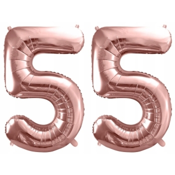 ZESTAW BALONY 55 URODZINY ROSE GOLD PERŁOWE 55 ROCZNICA ŚLUBU 100 CM