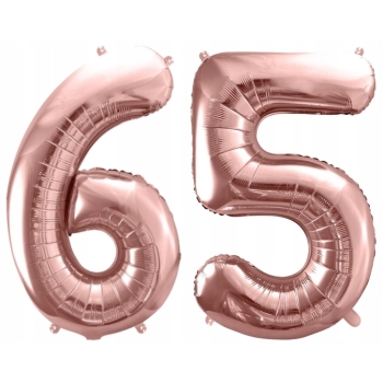 ZESTAW BALONY 65 URODZINY ROSE GOLD PERŁOWE 65 ROCZNICA ŚLUBU 100 CM