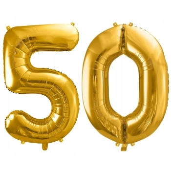 ZESTAW BALONY 50 URODZINY ZŁOTY 50 ROCZNICA ŚLUBU ZŁOTA CZARNY 100 CM