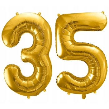 ZESTAW BALONY 35 URODZINY ZŁOTY 35 ROCZNICA ŚLUBU ZŁOTA CZARNY 100 CM