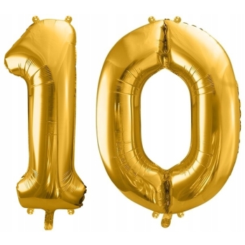 ZESTAW BALONY 10 URODZINY ZŁOTY 10 ROCZNICA ŚLUBU ZŁOTA CZARNY 100 CM