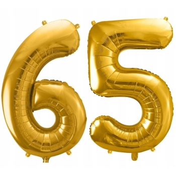 ZESTAW BALONY 65 URODZINY ZŁOTY 65 ROCZNICA ŚLUBU ZŁOTA CZARNY 100 CM