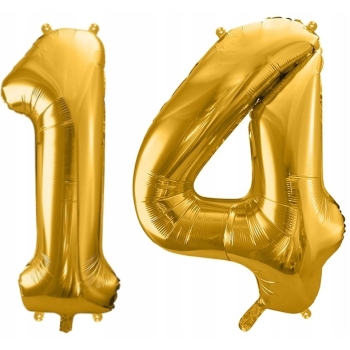 ZESTAW BALONY 14 URODZINY ZŁOTY 14 ROCZNICA ŚLUBU ZŁOTA CZARNY 100 CM