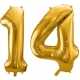 ZESTAW BALONY 14 URODZINY ZŁOTY 14 ROCZNICA ŚLUBU ZŁOTA CZARNY 100 CM