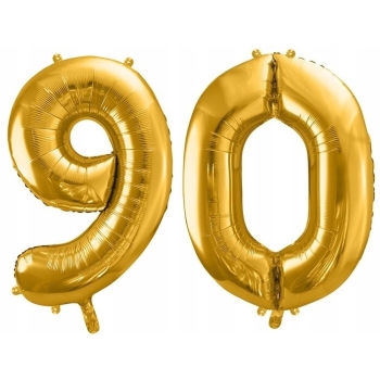 ZESTAW BALONY 90 URODZINY ZŁOTY URODZINOWY ZŁOTA CZARNY 100 CM