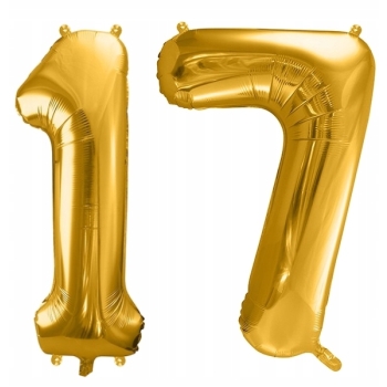 ZESTAW BALONY 17 URODZINY ZŁOTY 17 ROCZNICA ŚLUBU ZŁOTA CZARNY 100 CM