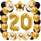 ZESTAW BALONY 20 URODZINY ZŁOTY 20 ROCZNICA ŚLUBU ZŁOTA CZARNY 100 CM