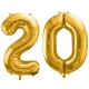 ZESTAW BALONY 20 URODZINY ZŁOTY 20 ROCZNICA ŚLUBU ZŁOTA CZARNY 100 CM