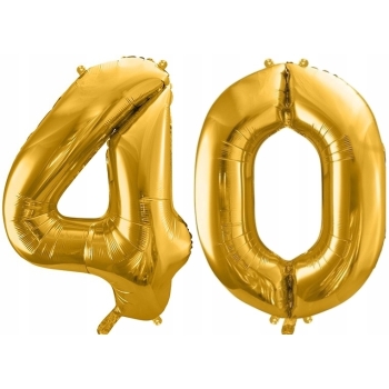 ZESTAW BALONY 40 URODZINY ZŁOTY 40 ROCZNICA ŚLUBU ZŁOTA CZARNY 100 CM