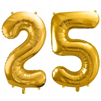 ZESTAW BALONY 25 URODZINY ZŁOTY 25 ROCZNICA ŚLUBU ZŁOTA CZARNY 100 CM