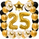 ZESTAW BALONY 25 URODZINY ZŁOTY 25 ROCZNICA ŚLUBU ZŁOTA CZARNY 100 CM