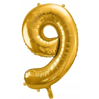 ZESTAW BALONY 9 URODZINY ZŁOTY CZARNY 9 ROCZNICA ŚLUBU KURTYNA 100 CM