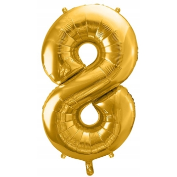 ZESTAW BALONY 8 URODZINY ZŁOTY CZARNY 8 ROCZNICA ŚLUBU KURTYNA 100 CM