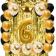 ZESTAW BALONY 6 URODZINY ZŁOTY CZARNY 6 ROCZNICA ŚLUBU KURTYNA 100 CM