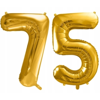 ZESTAW BALONY 75 URODZINY ZŁOTY 75 ROCZNICA ŚLUBU ZŁOTA CZARNY 100 CM
