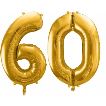 ZESTAW BALONY 60 URODZINY ZŁOTY 60 ROCZNICA ŚLUBU ZŁOTA CZARNY 100 CM