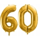 ZESTAW BALONY 60 URODZINY ZŁOTY 60 ROCZNICA ŚLUBU ZŁOTA CZARNY 100 CM