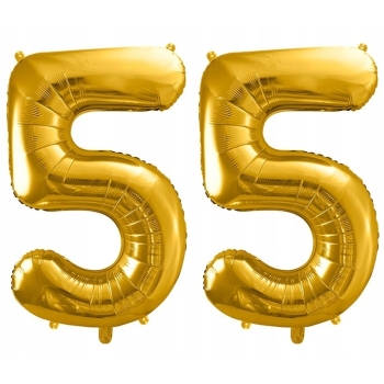 ZESTAW BALONY 55 URODZINY ZŁOTY 55 ROCZNICA ŚLUBU ZŁOTA CZARNY 100 CM