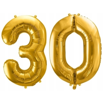 ZESTAW BALONY 30 URODZINY ZŁOTY 30 ROCZNICA ŚLUBU ZŁOTA CZARNY 100 CM