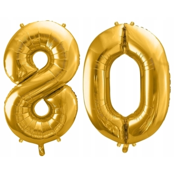 ZESTAW BALONY 80 URODZINY ZŁOTY 80 ROCZNICA ŚLUBU ZŁOTA CZARNY 100 CM