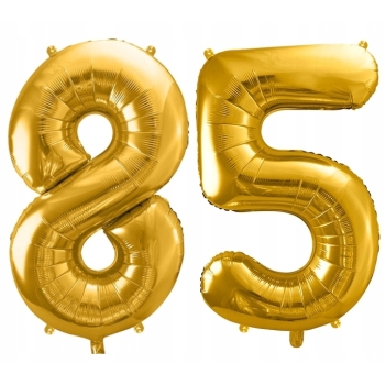 ZESTAW BALONY 85 URODZINY ZŁOTY 85 ROCZNICA ŚLUBU ZŁOTA CZARNY 100 CM