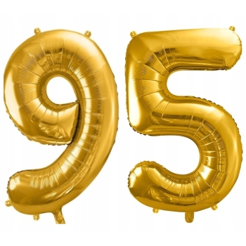 ZESTAW BALONY 95 URODZINY ZŁOTY 95 ROCZNICA ŚLUBU ZŁOTA CZARNY 100 CM