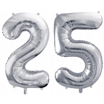 ZESTAW BALONY 25 URODZINY SREBRNY 25 ROCZNICA ŚLUBU NIEBIESKI 100 CM