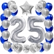 ZESTAW BALONY 25 URODZINY SREBRNY 25 ROCZNICA ŚLUBU NIEBIESKI 100 CM