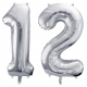 ZESTAW BALONY 12 URODZINY SREBRNY 12 ROCZNICA ŚLUBU NIEBIESKI 100 CM