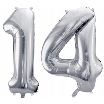 ZESTAW BALONY 14 URODZINY SREBRNY 14 ROCZNICA ŚLUBU NIEBIESKI 100 CM