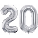 ZESTAW BALONY 20 URODZINY SREBRNY 20 ROCZNICA ŚLUBU NIEBIESKI 100 CM