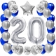 ZESTAW BALONY 20 URODZINY SREBRNY 20 ROCZNICA ŚLUBU NIEBIESKI 100 CM