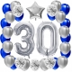 ZESTAW BALONY 30 URODZINY SREBRNY 30 ROCZNICA ŚLUBU NIEBIESKI 100 CM