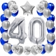 ZESTAW BALONY 40 URODZINY SREBRNY 40 ROCZNICA ŚLUBU NIEBIESKI 100 CM